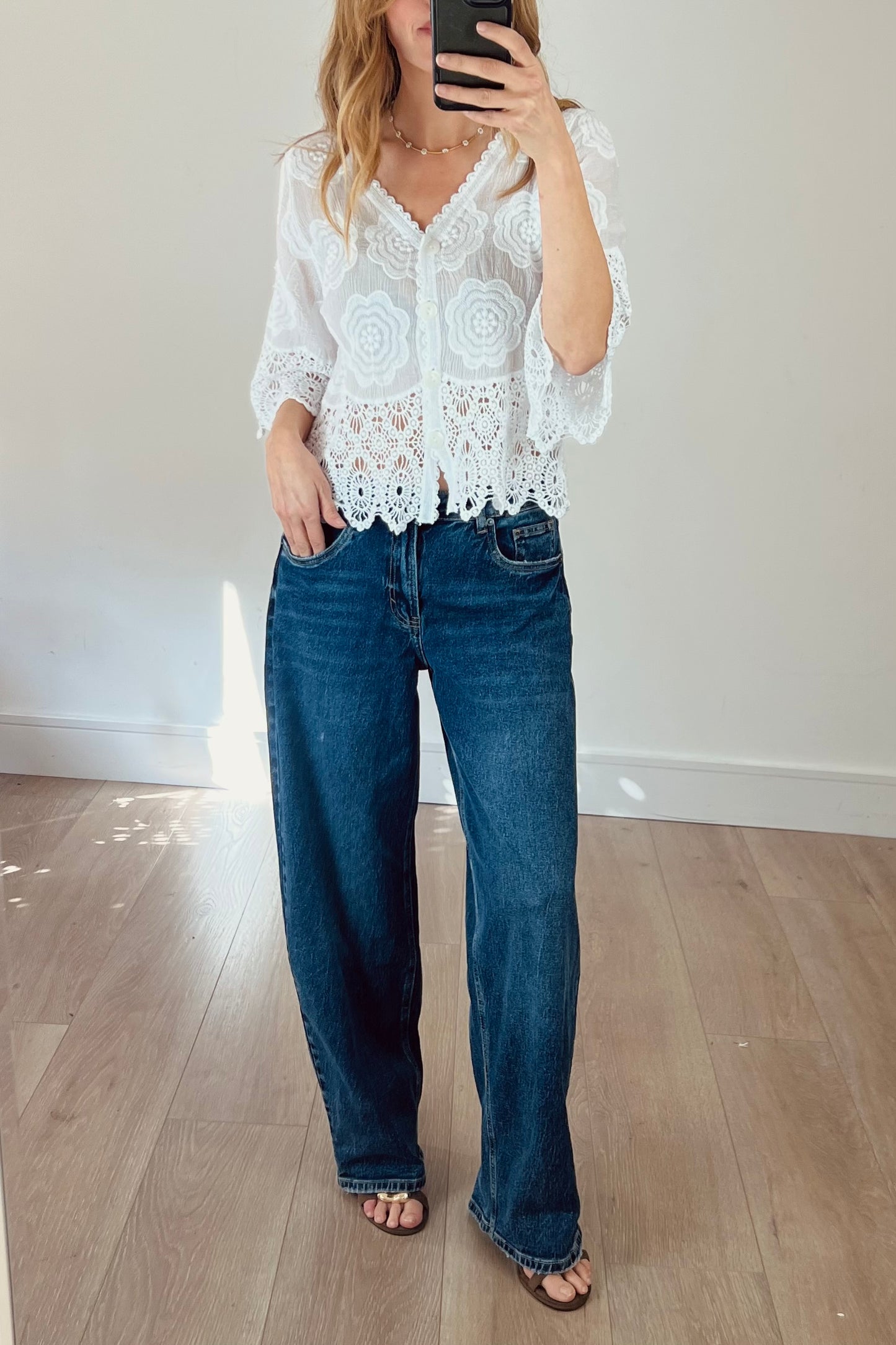 Crochet Detail Crop Cardigan