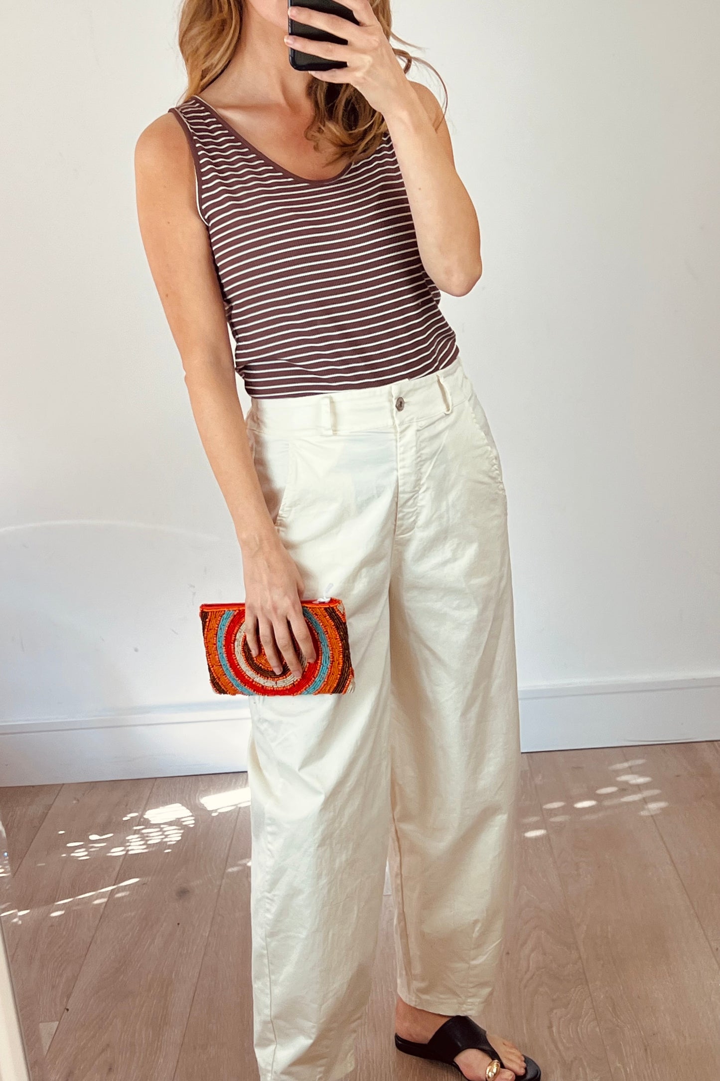 Scoop Neck Stripe Ribbed Vest
