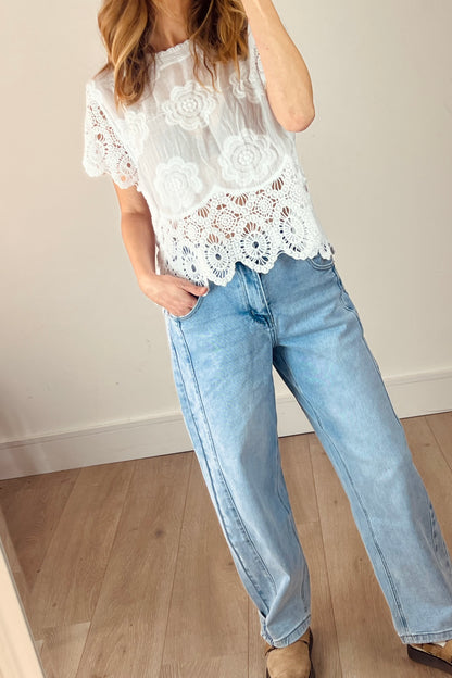 Crop Crochet Detail Top