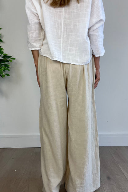 Cheesecloth Trousers in Light Beige