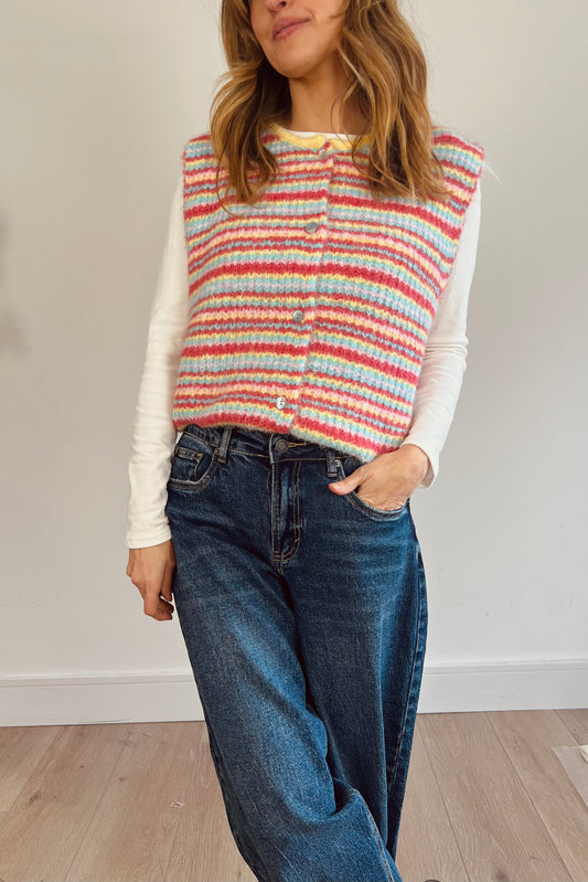 Stripe Knit Sleeveless Jumper