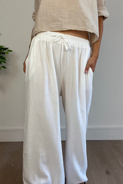 Cheesecloth Trousers in White