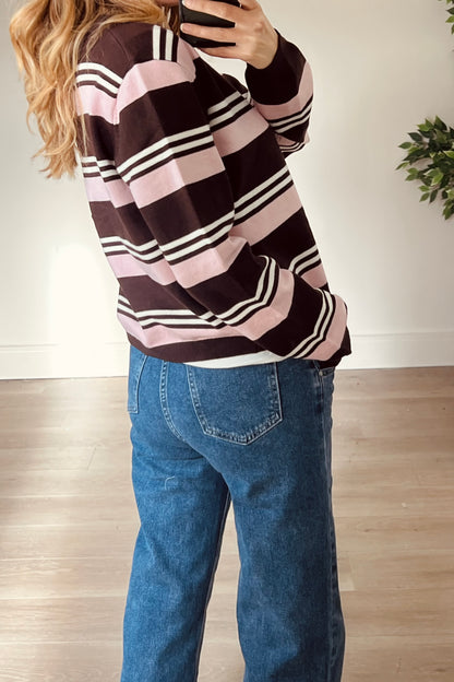 Brown/Pink Button Down Cardigan