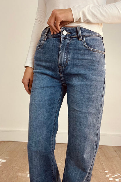 Blue High Waist Wide Leg Jeans