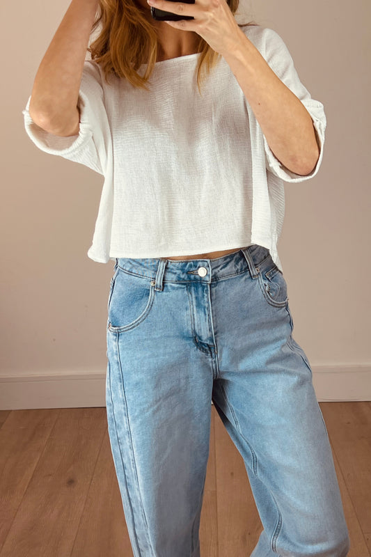 Washed Linen Crop Tee