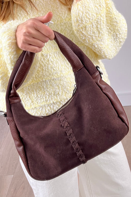 Brown Suede and Leather Look Bag