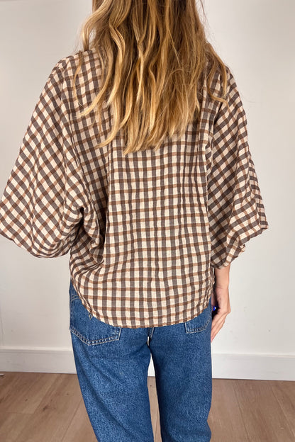 Check Shirt With Wide Sleeve