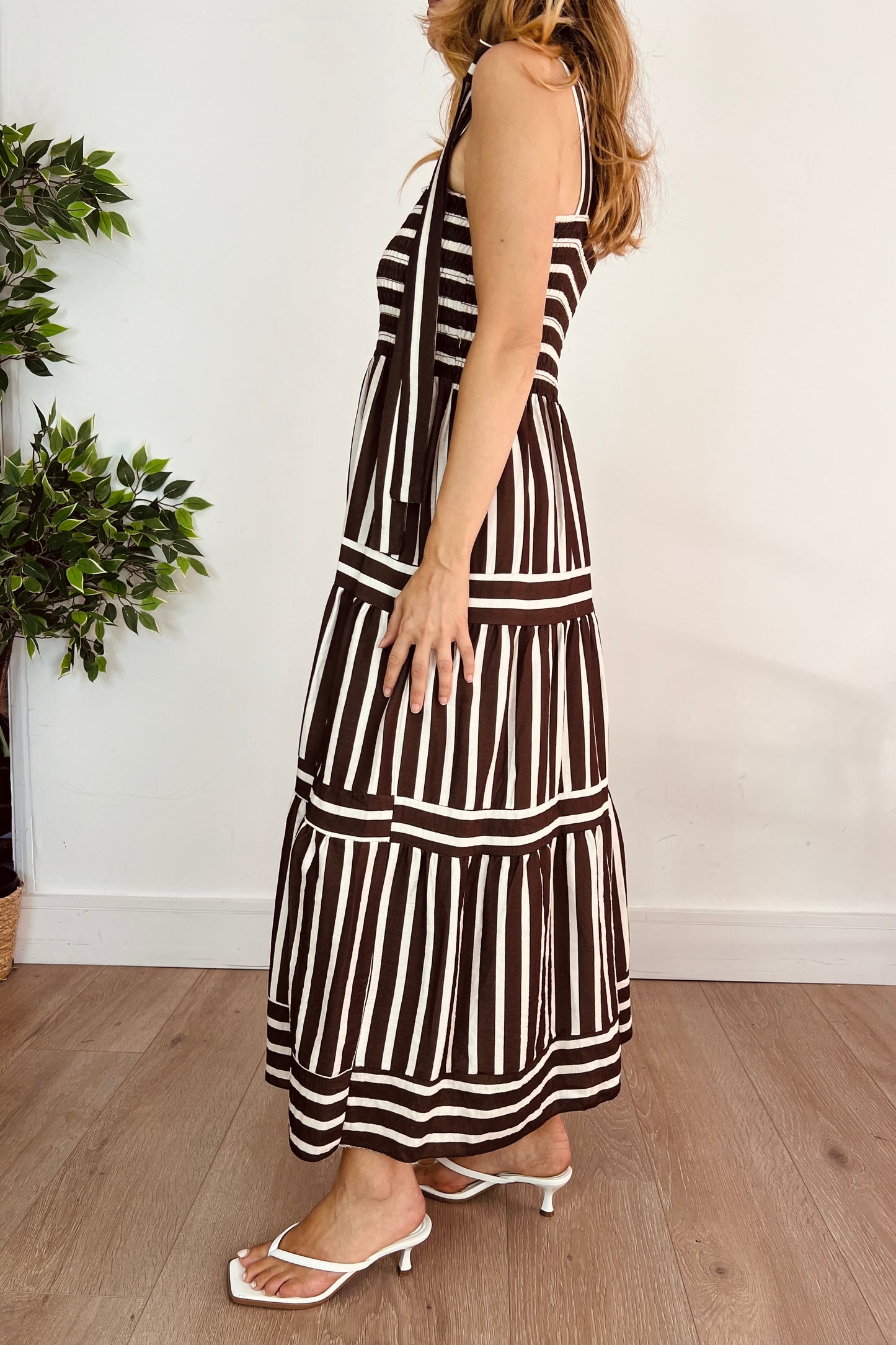 Stripe Tie Strap Maxi