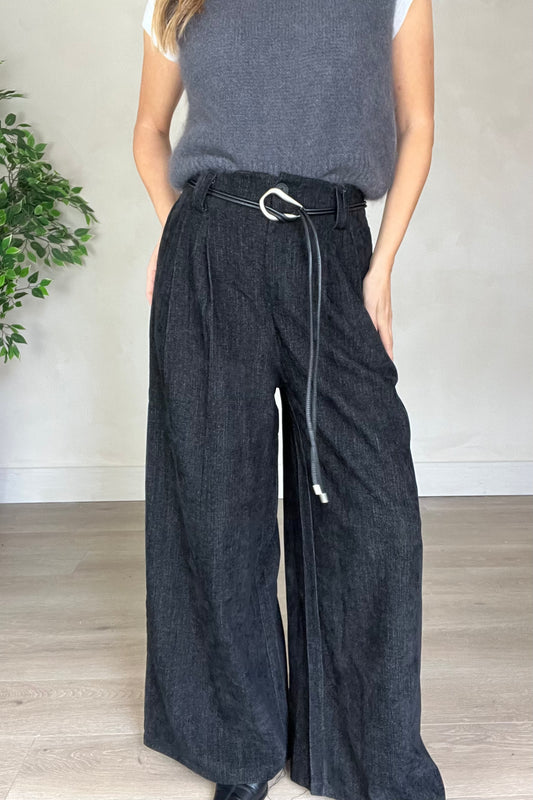 Needle Cord Wide Leg Trousers