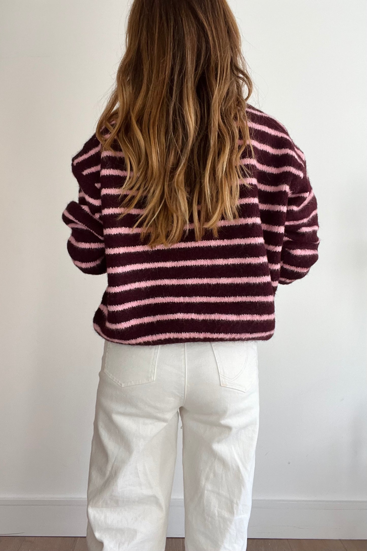 Burgundy/Pink Stripe Cardigan