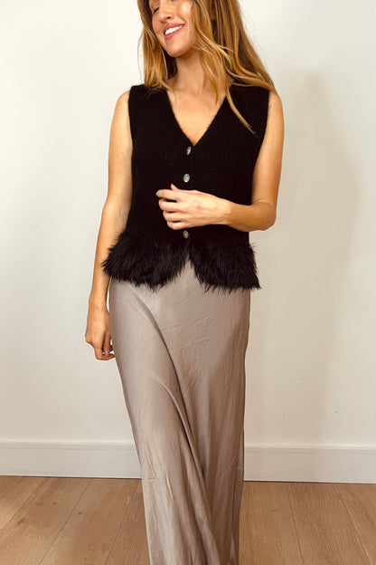 Fur Trim Knit Waistcoat