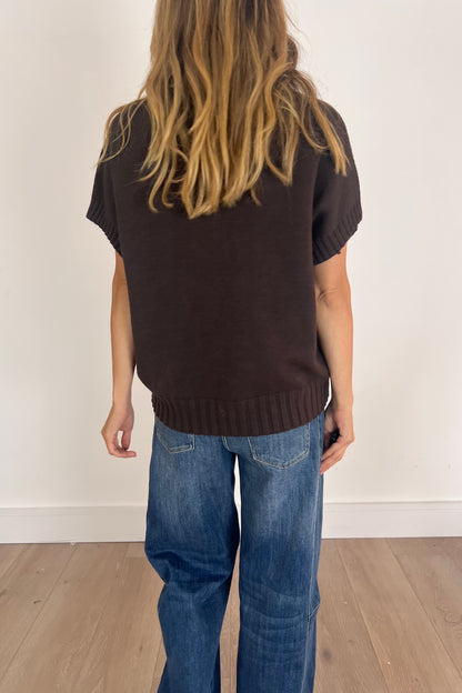 Short Sleeve Jumper in Brown