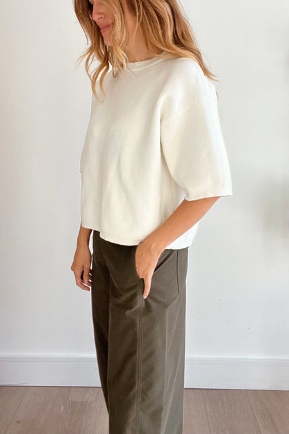 Boxy Waffle Knit Tee