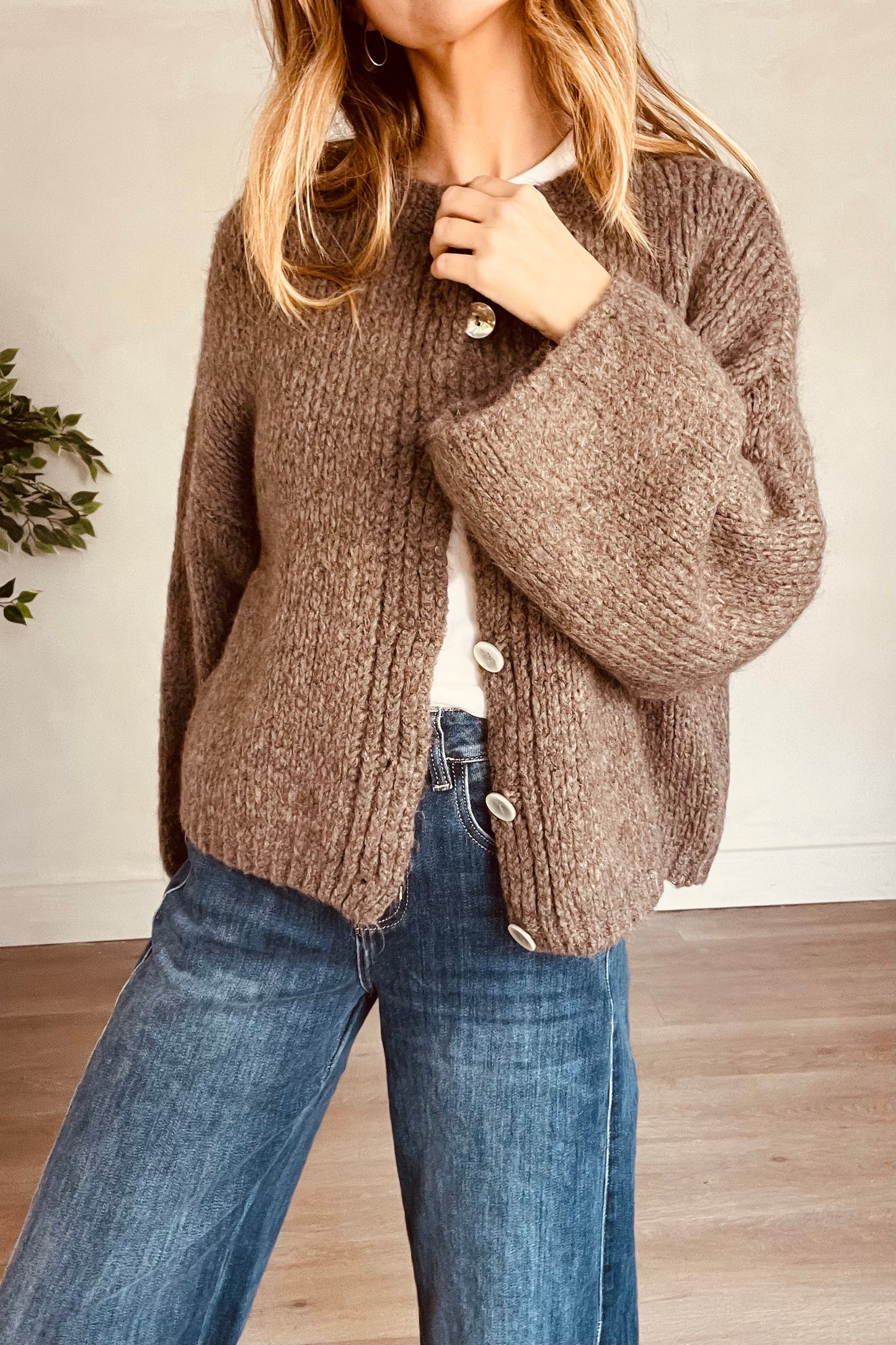 Chunky Cardigan in Mocha