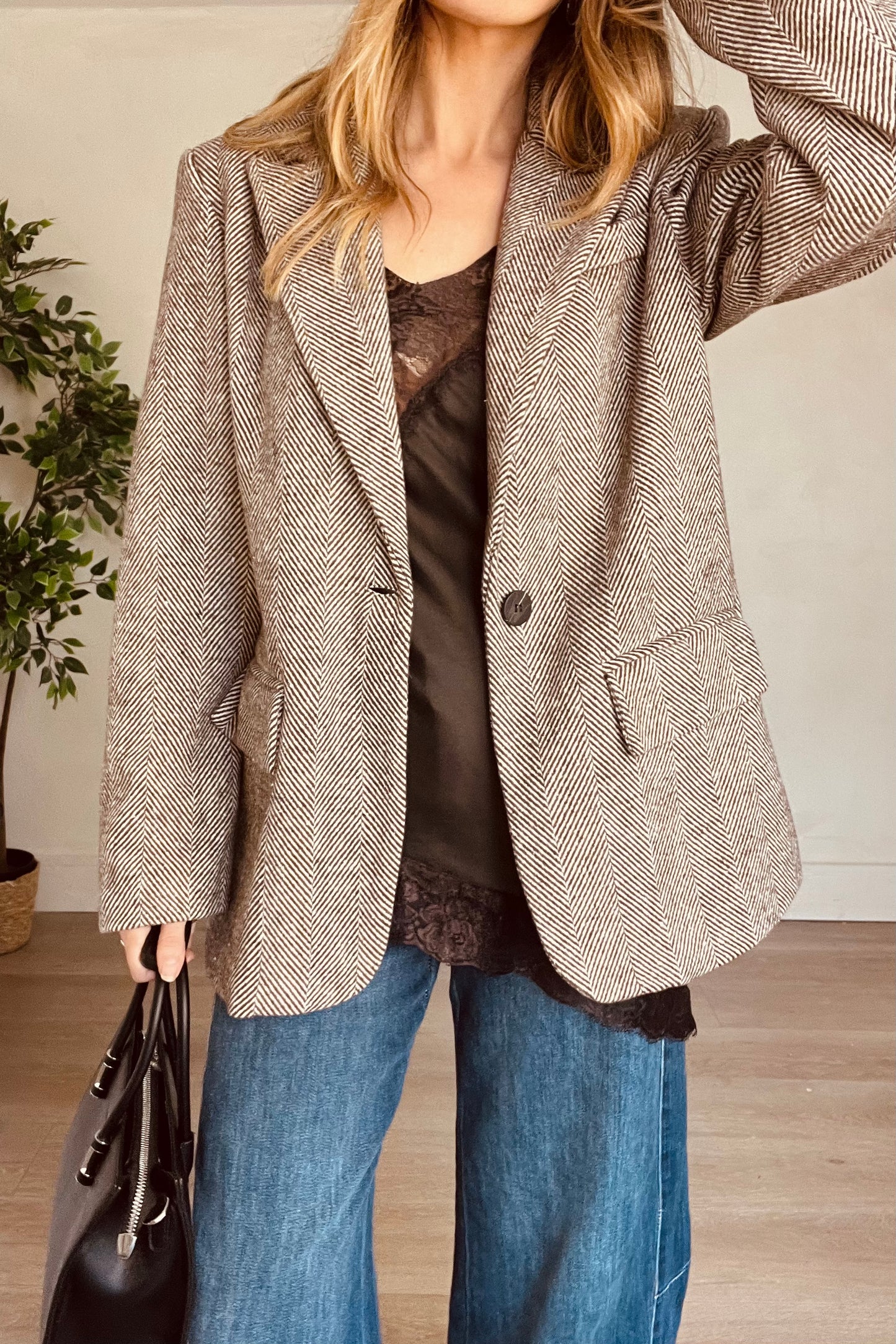Herringbone Blazer in Brown