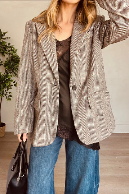 Herringbone Blazer in Brown