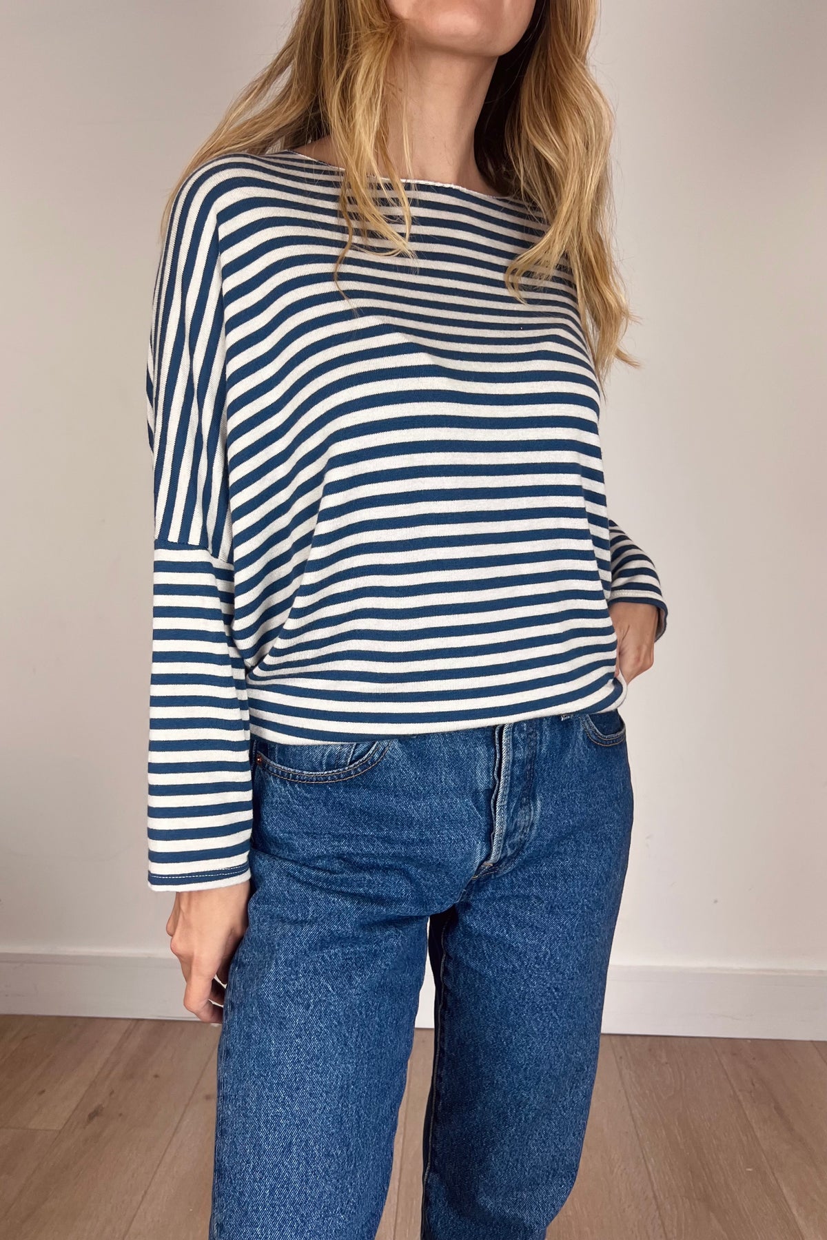 Fine Knit Soft Stripe Batwing Top (more colours)