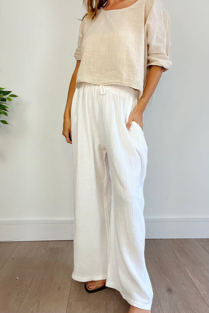 Cheesecloth Trousers in White