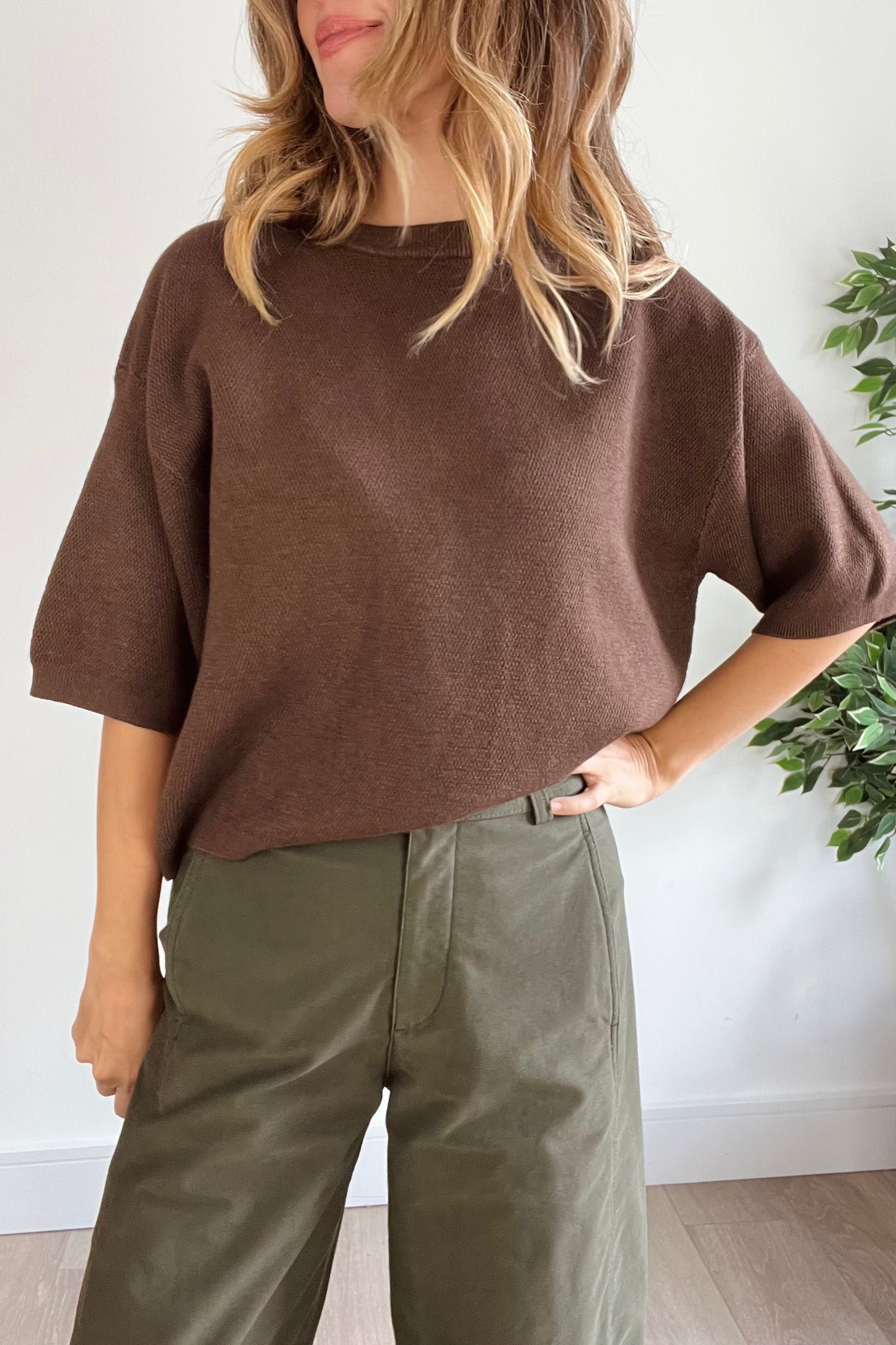 Boxy Waffle Knit Tee