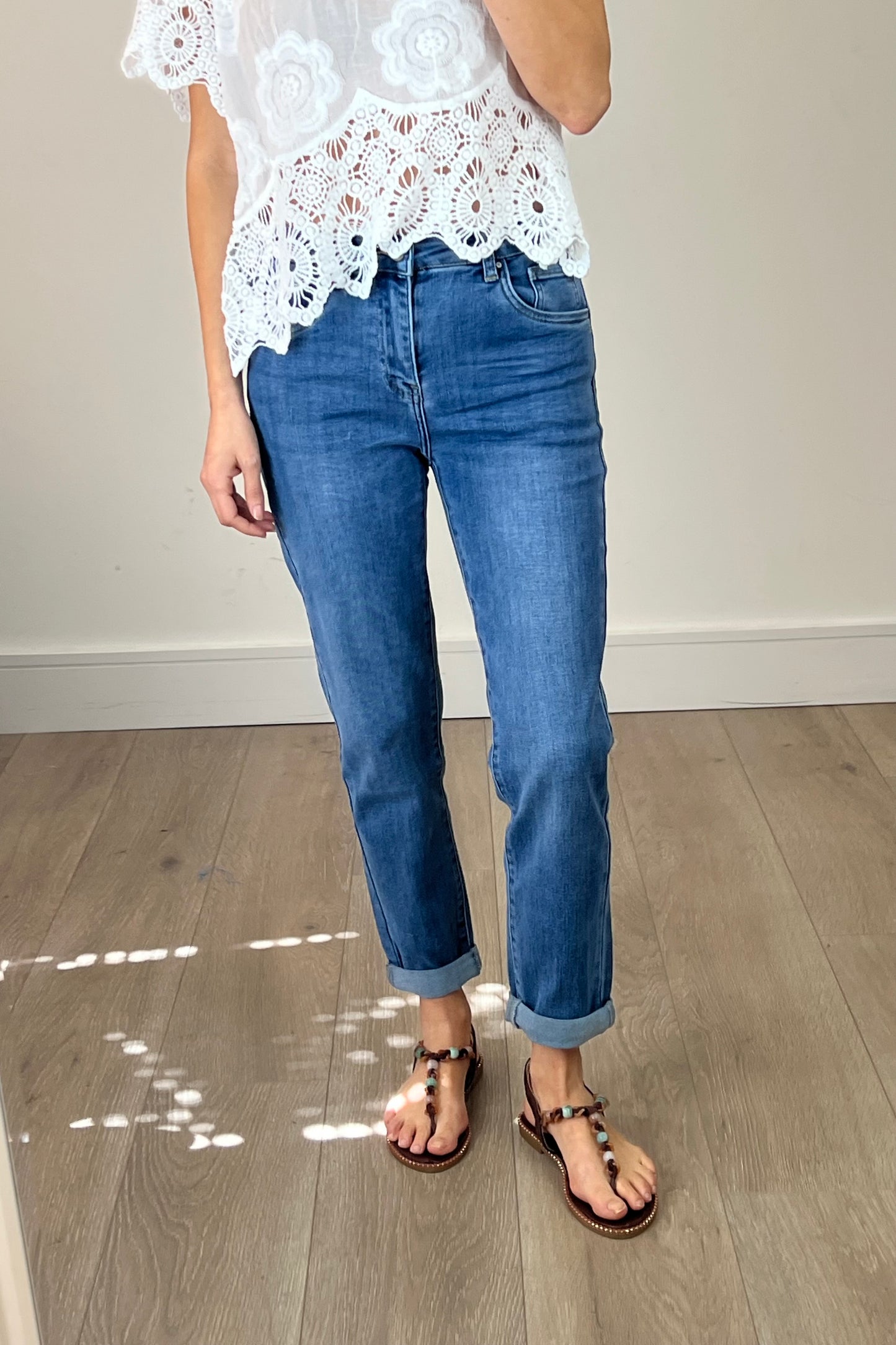 Washed Denim Boyfriend Jeans