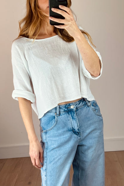Washed Linen Crop Tee