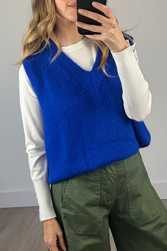 Cobalt Knit V Neck Tank