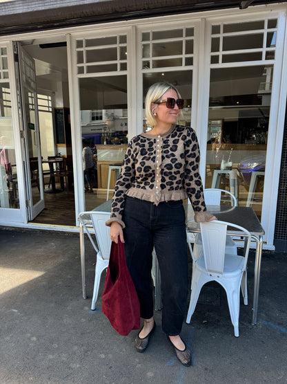 Leopard Frill Detail Cardigan