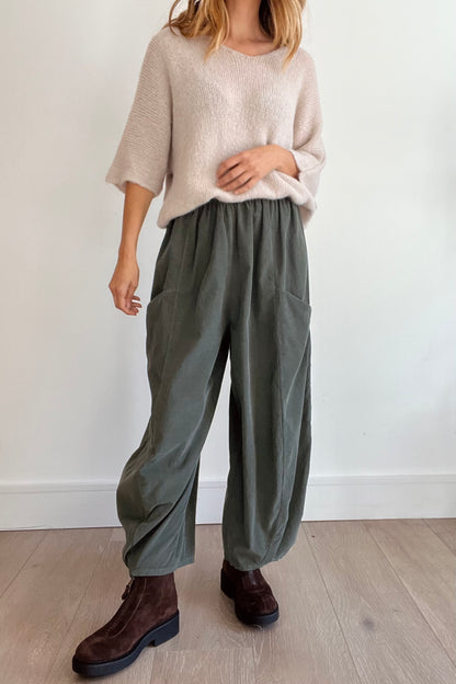 Needle Cord Barrel Leg Trousers