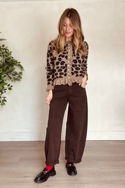 Brown Stretch Balloon Jeans