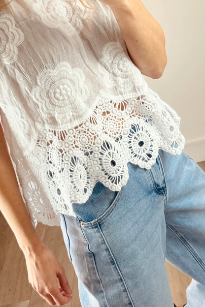 Crop Crochet Detail Top