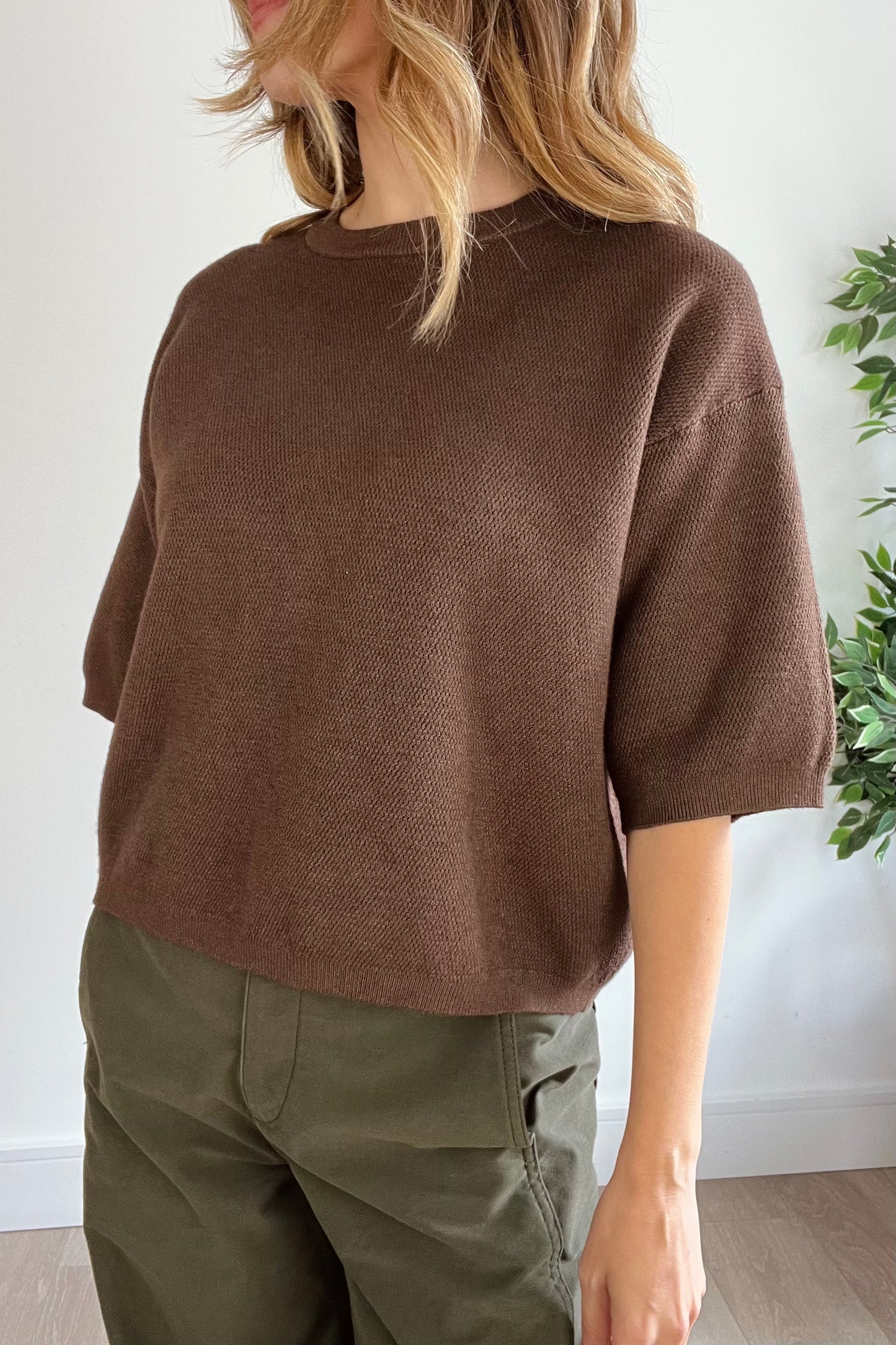 Boxy Waffle Knit Tee