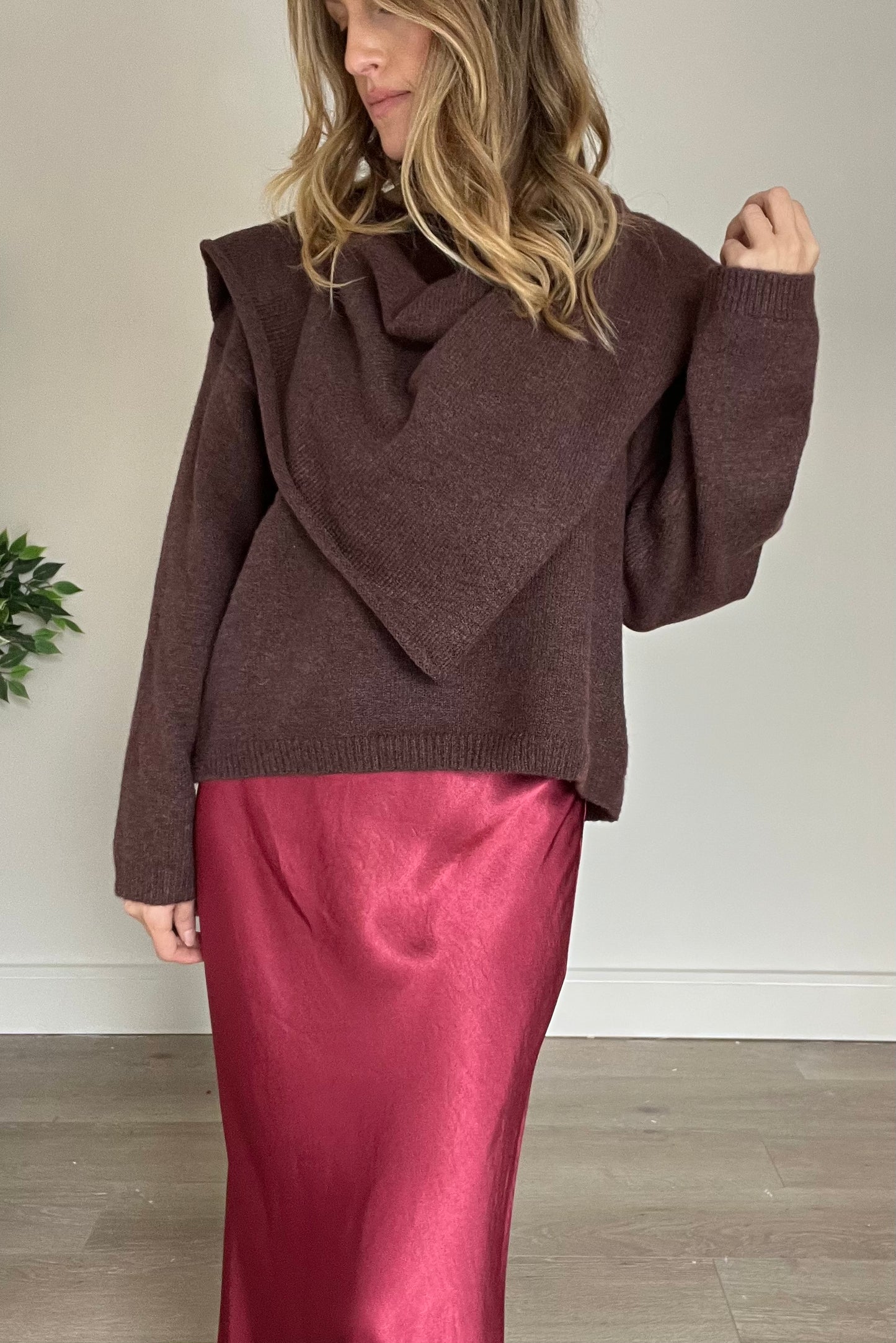 Drape Scarf Wool Blend Jumper