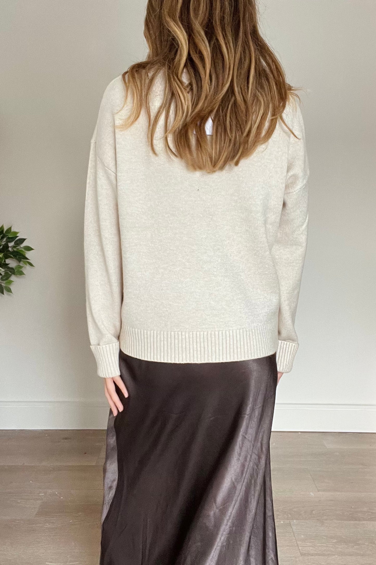 Round Neck Jumper in Oatmeal