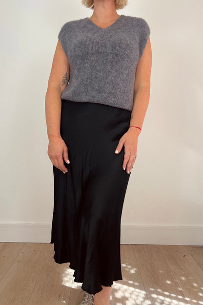 Satin Skirt in Dark Khaki