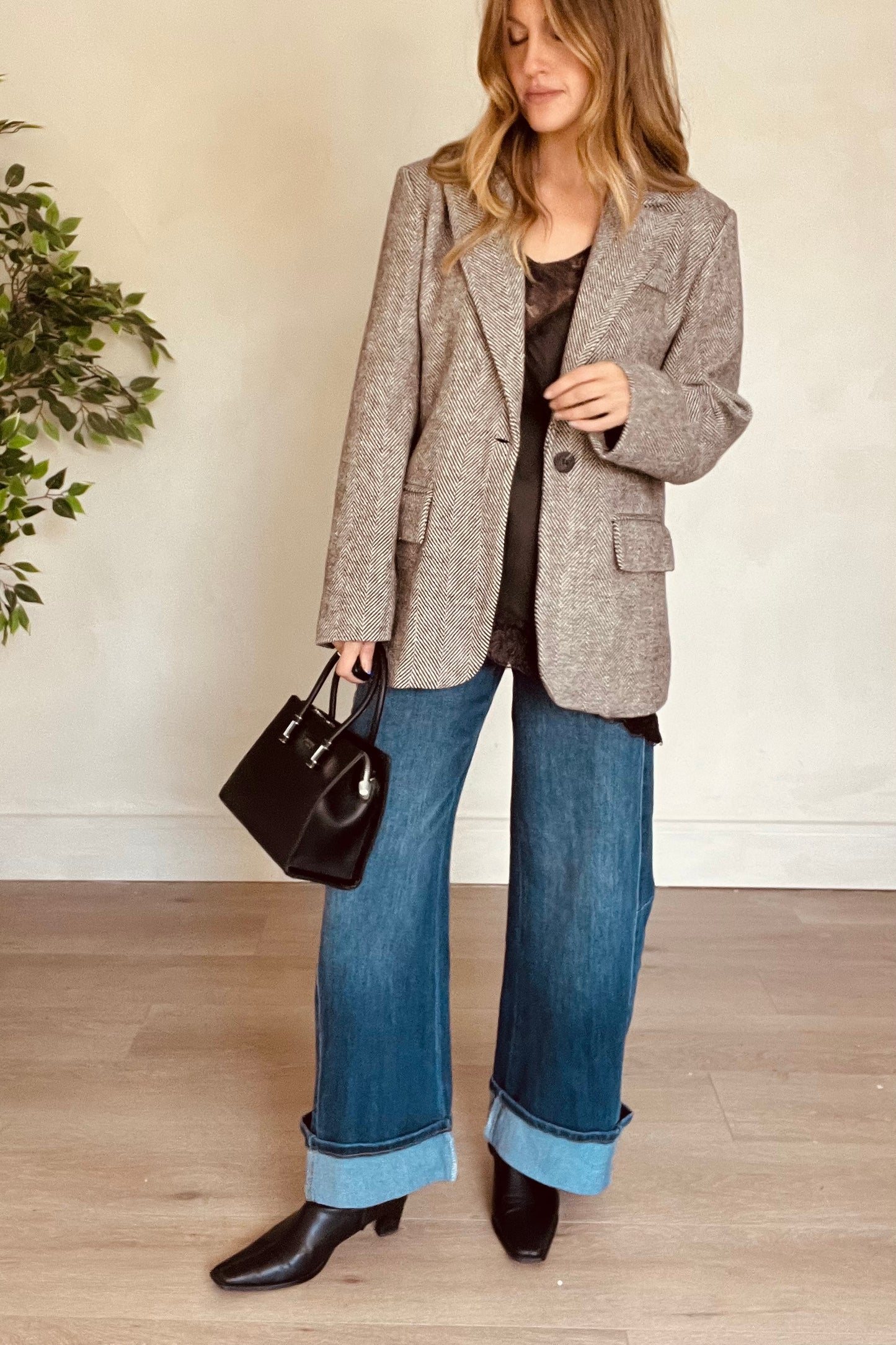 Herringbone Blazer in Brown