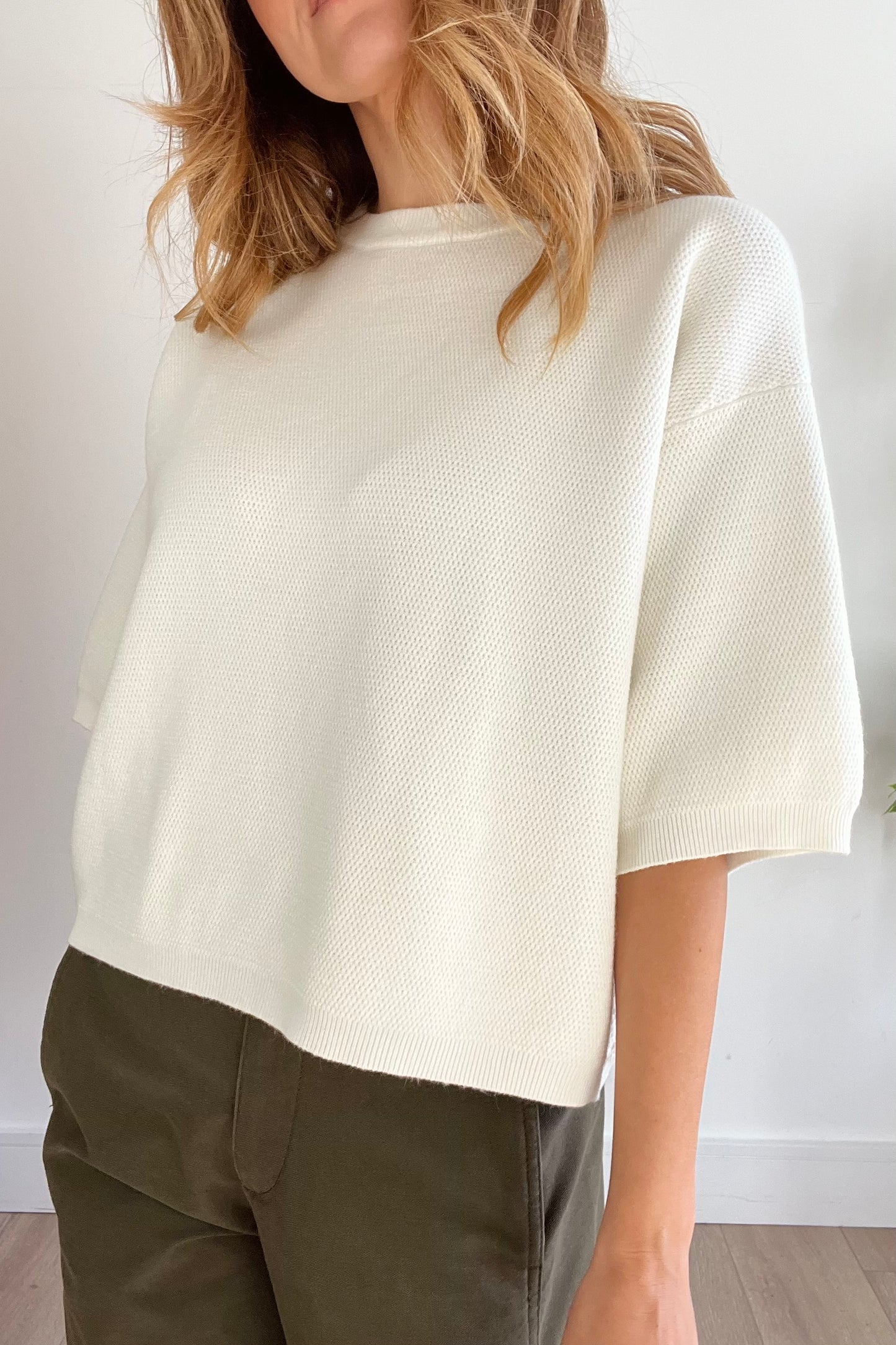 Boxy Waffle Knit Tee