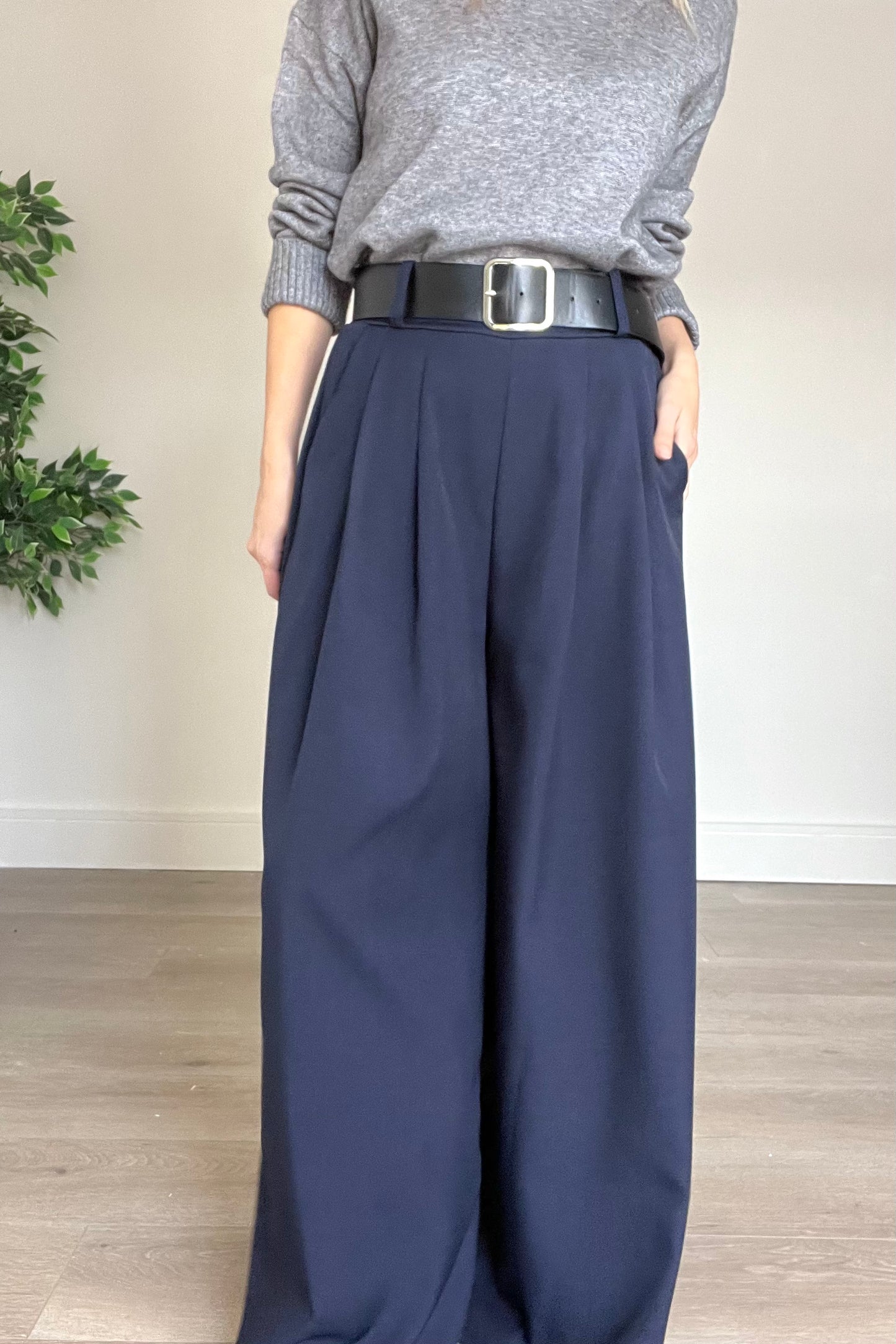 Belted Wide Leg Trousers