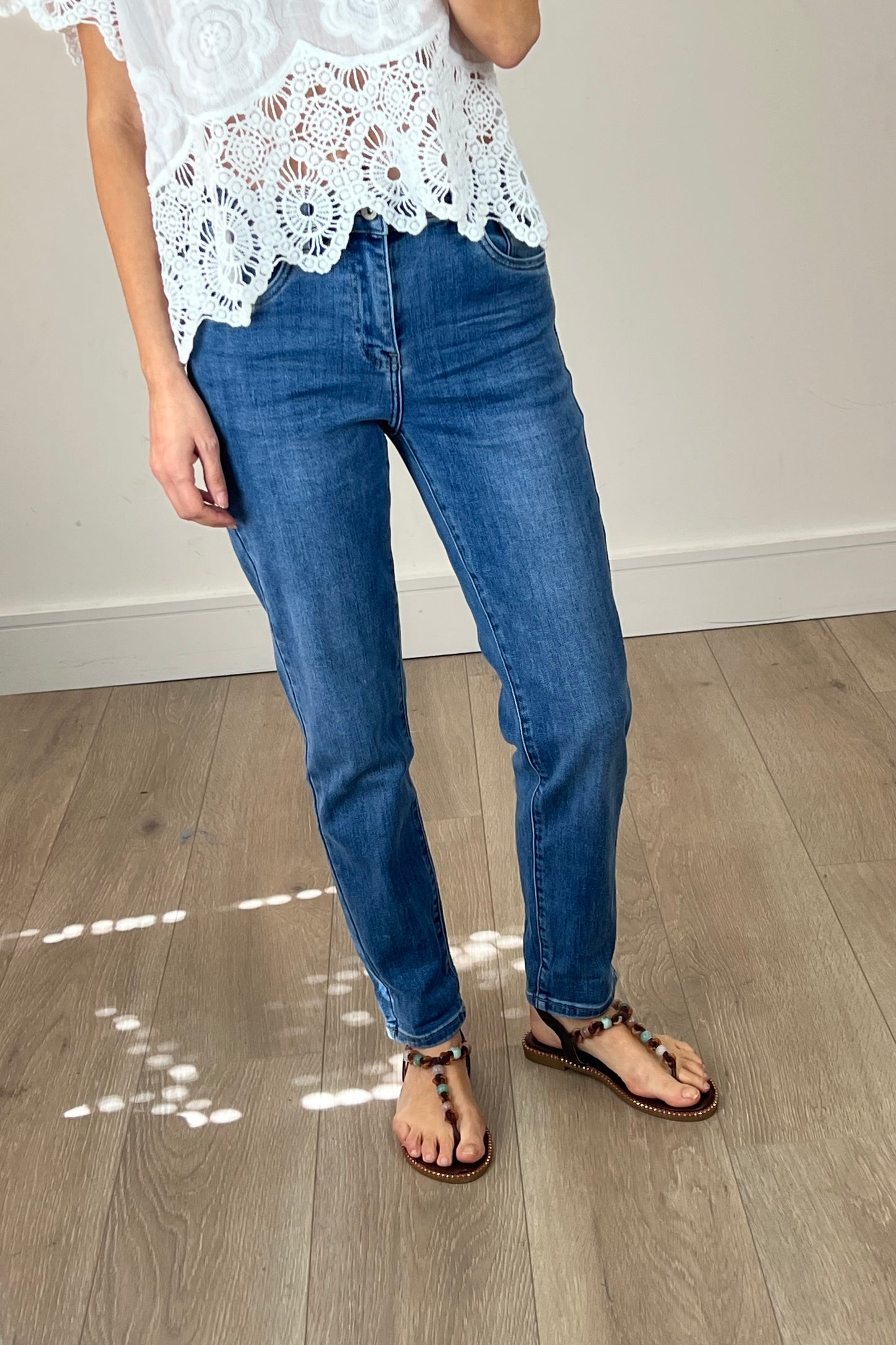 Washed Denim Boyfriend Jeans