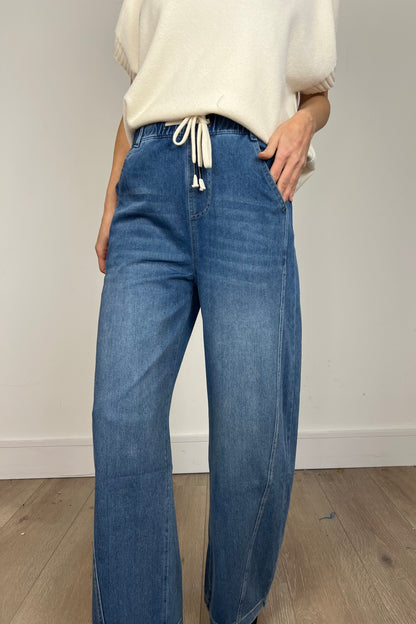 Barrel Style Drawstring Jeans