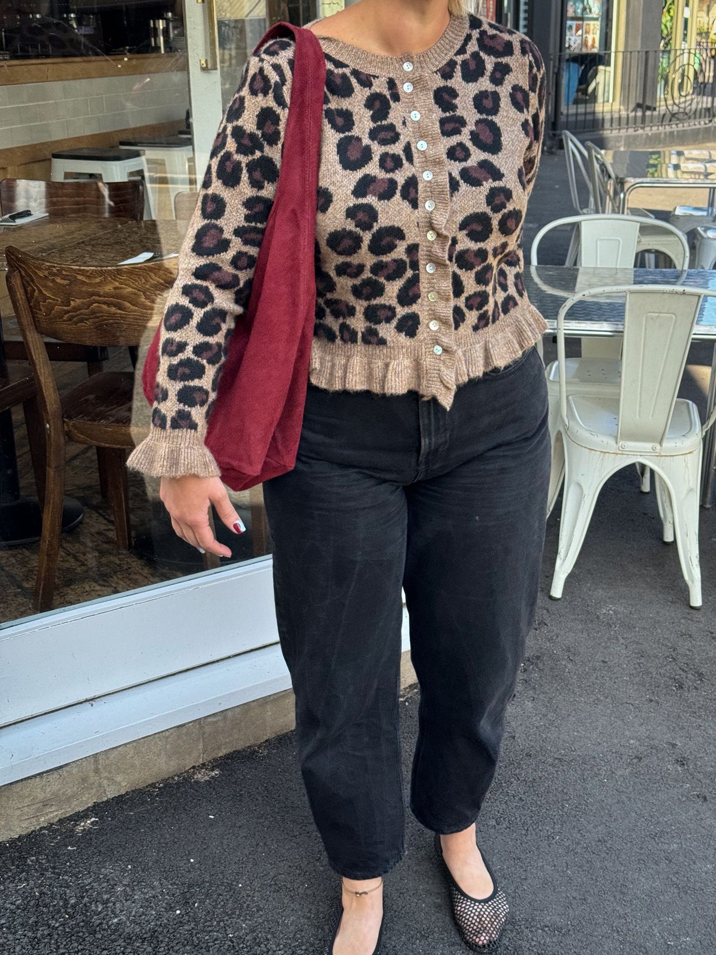 Leopard Frill Detail Cardigan