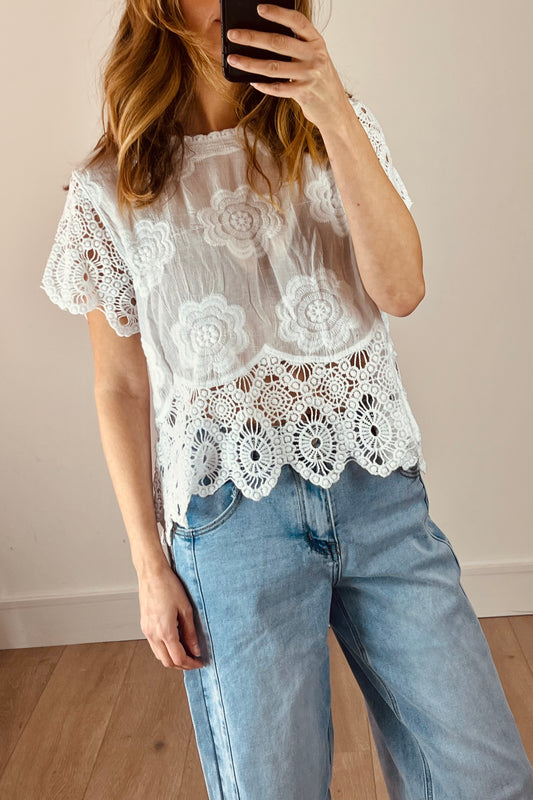 Crop Crochet Detail Top