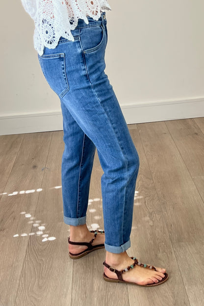 Washed Denim Boyfriend Jeans
