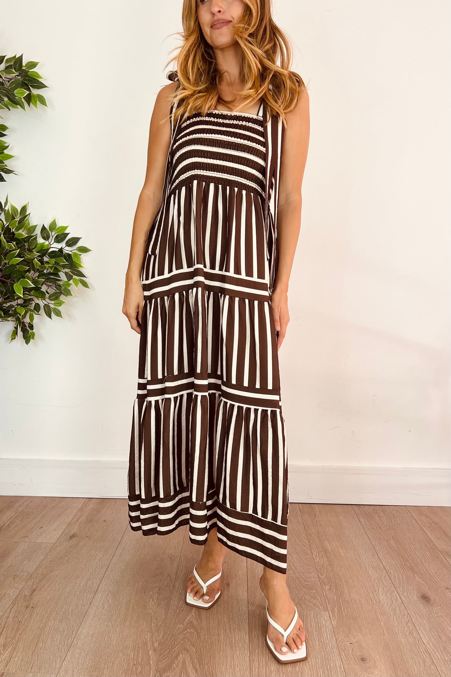 Stripe Tie Strap Maxi