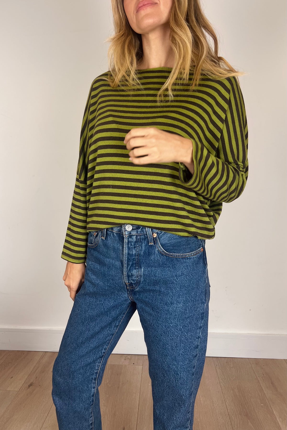 Fine Knit Soft Stripe Batwing Top (more colours)