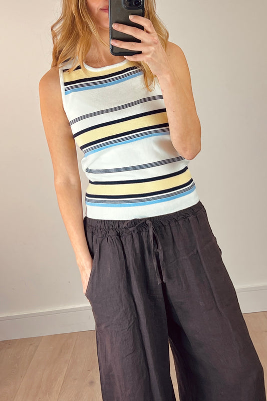 Ribbed Knit Stripe Sleeveless Top