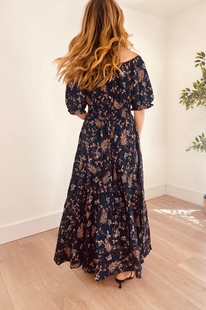 Navy Patterned Maxi Dress