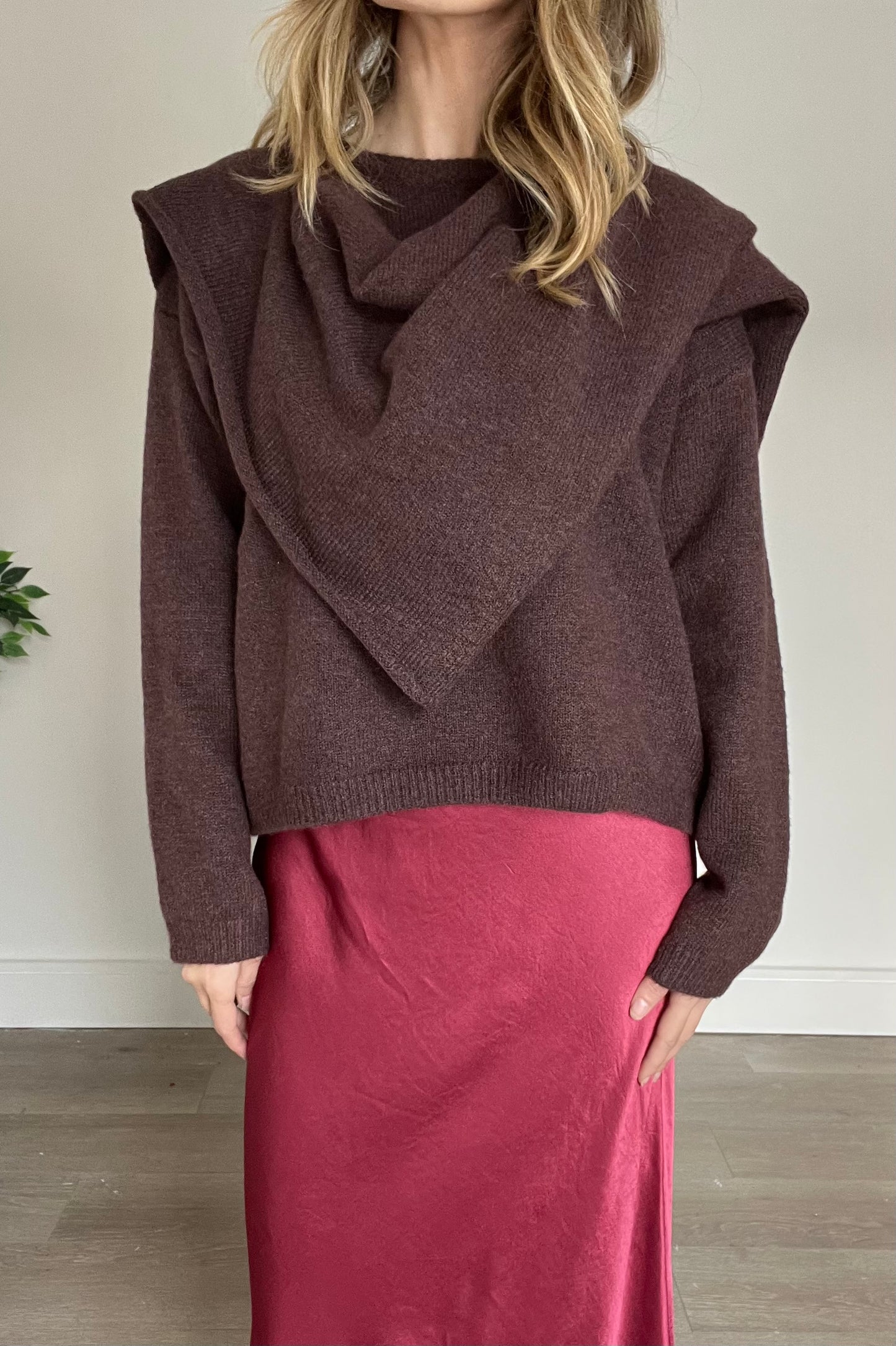 Drape Scarf Wool Blend Jumper
