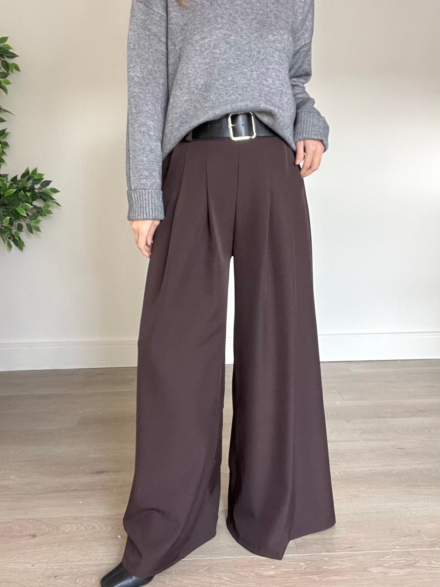 Belted Wide Leg Trousers