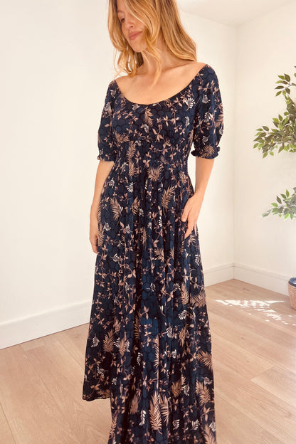 Navy Patterned Maxi Dress