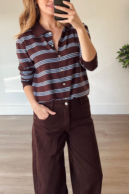 Blue/Brown Stripe Knit Shirt